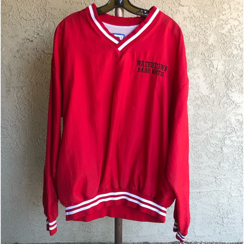 Vintage Made in USA Watertown Babe Ruth V-Neck Pullover Windbreaker Size XL